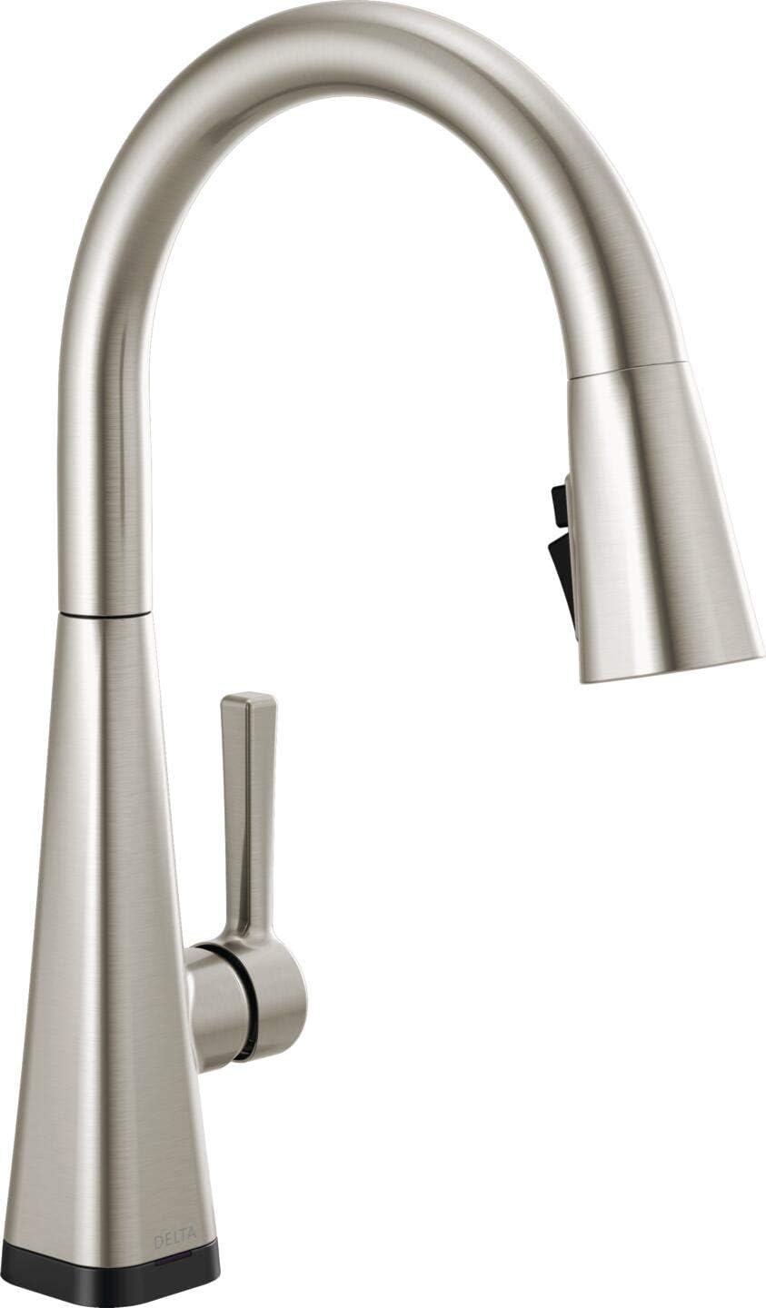 Delta Faucet Lenta VoiceIQ Touchless Kitchen Faucet with Pull Down Sprayer, Smart Faucet, Alexa and Google Assistant Voice Activated, Kitchen Sink Faucet, SpotShield Stainless