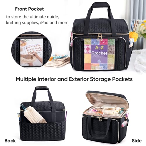 Image of MYBAGZING Large Yarn Storage Bag,Crochet Bag Organizer,Yarn Bags for Crocheting,Crochet Storage Bag with Pockets for Crochet Hooks, Crochet Accessories,Knitting Bags,Gifts for Crocheters