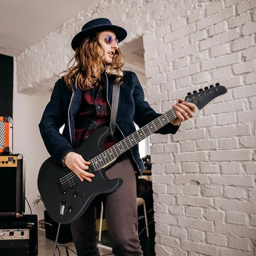 Image of Ktaxon 39 Inch Solid Body Electric Guitar with H-H Pickup, Matte Black | 6 Strings Guitarra Electrica with Gig Bag, Strap, Whammy Bar, Maple Neck for Beginners & Musicians, Rock Metal, Right Hand