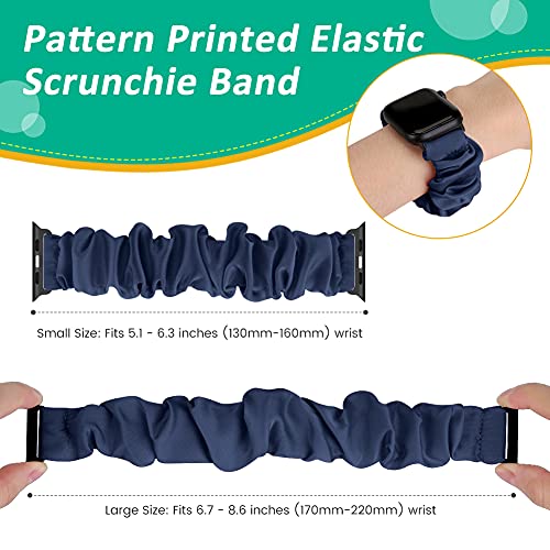 Tiptops 3 Packs Compatible with Apple Watch Bands Scrunchies 38mm 40mm 41mm 42 mm 44mm 45mm Women Cloth Pattern Printed Fabric Wristbands Straps Elastic Band for iWatch Series 8/7/6/5/4/3/2/1/SE