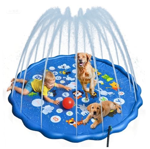 Dimili 67-inch Inflatable Splash Pad for Kids & Dogs - Backyard Sprinkler Water Pad, Durable BPA-Free Outdoor Cooling Mat for Human Relaxation & Pet Play