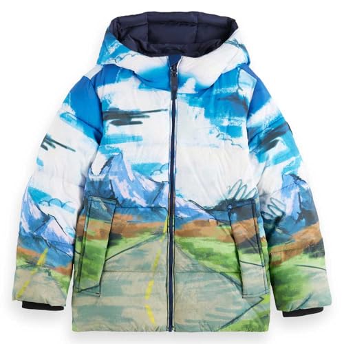 Printed Puffer Jacket with Hood for Boys by Scotch & Soda