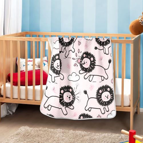 Custom Peach Cartoon Lion Cute Doodle Blankets for Babies Winter Cozy Personal Kitten Blanket for Nursery Stroller Crib 30x40in cobijas para ni?os 6