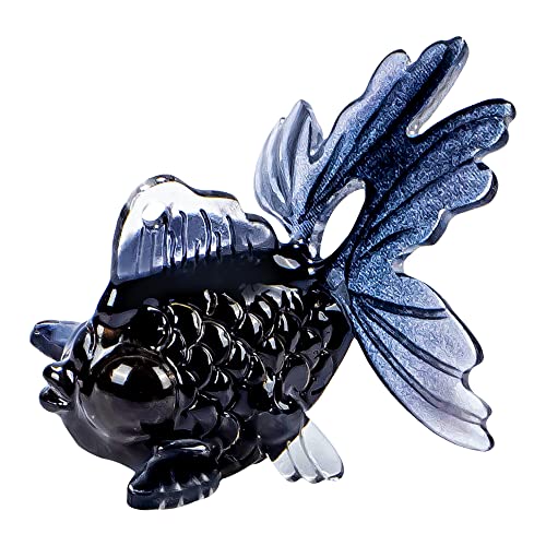 FUNSHOWCASE Bubble-Eye Goldfish Miniatures Decor 1:12 1inch Epoxy Art UV Resin Inlay Black Figurine #4464