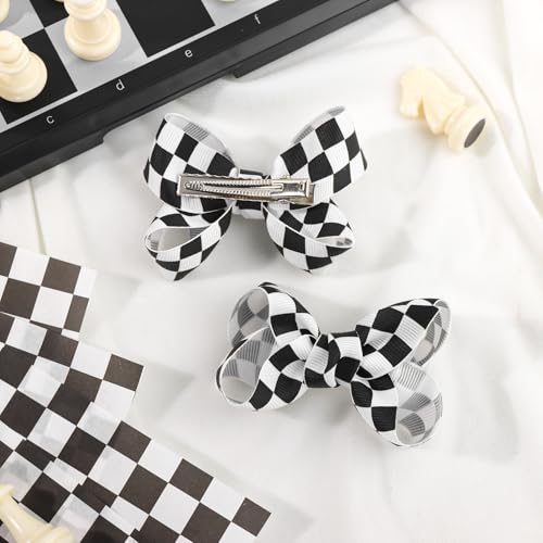 Pinzas para cabello con diseño a cuadros 3 pulgadas miniatura 7