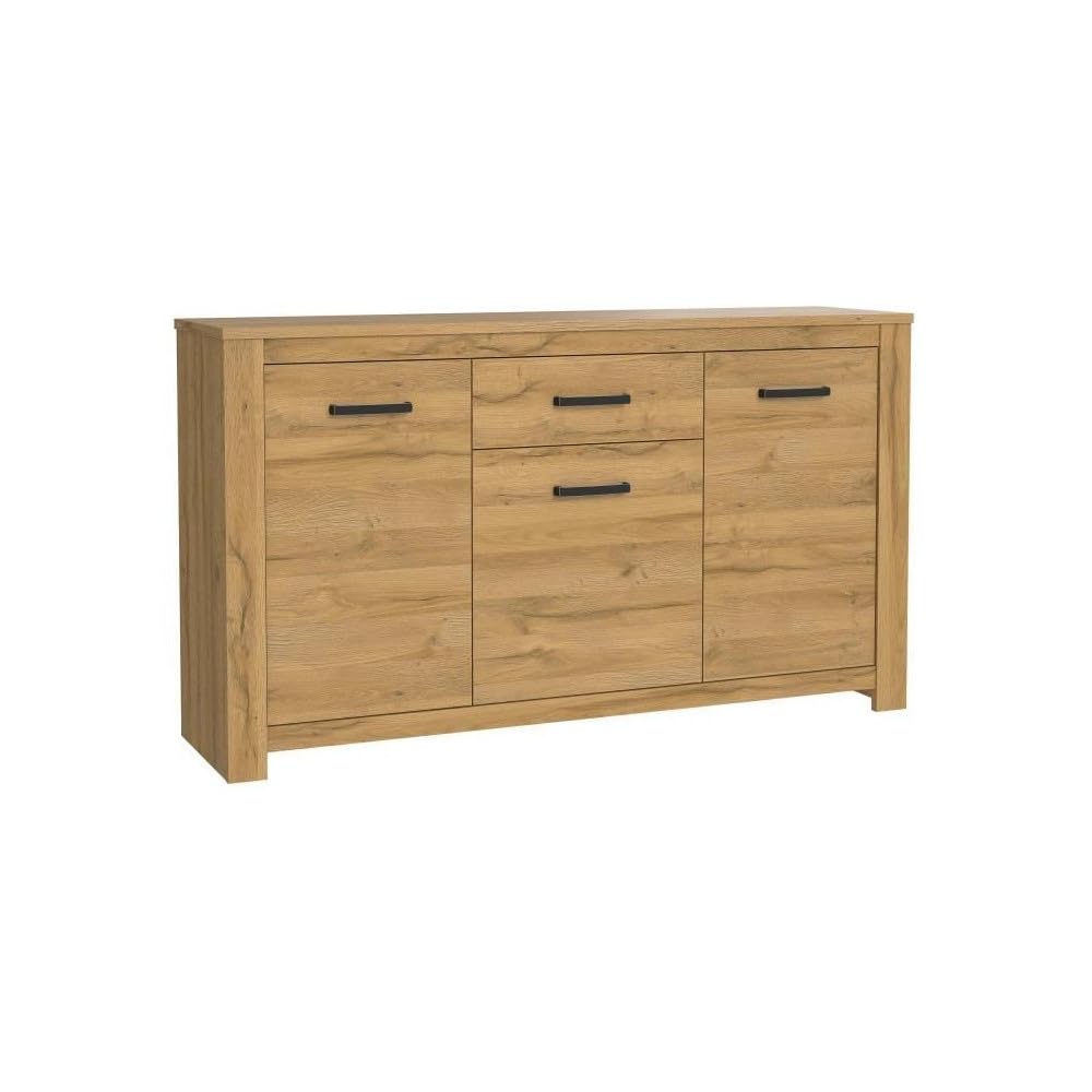 FORTE Havanna Kommode mit 3 Türen und 1 Schublade, Holzwerkstoff, Alteiche, 62 x 95,7 x 161,4 cm