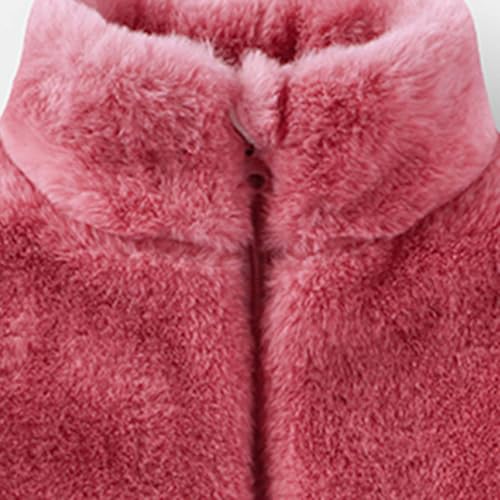 Boys Girls Sherpa Jacket Winter Warm Fuzzy Fleece Coat Ultra Soft Kids Fluffy Outerwear Jackets with Pockets 2-7Y3