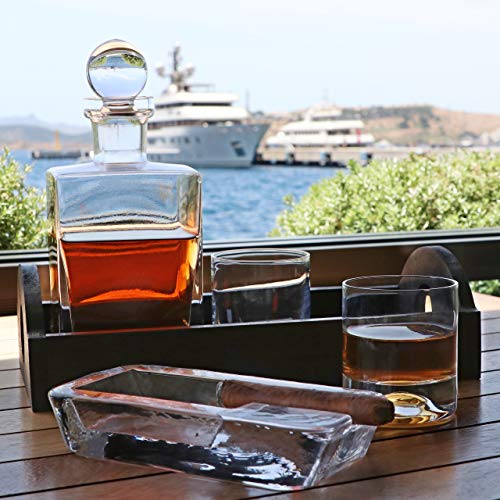 Pasabahce Large Heavy Glass Cigar Ashtray for Men, Outdoor Ash Tray for Patio, Cigar Lovers Gift Set for Smokers Mens