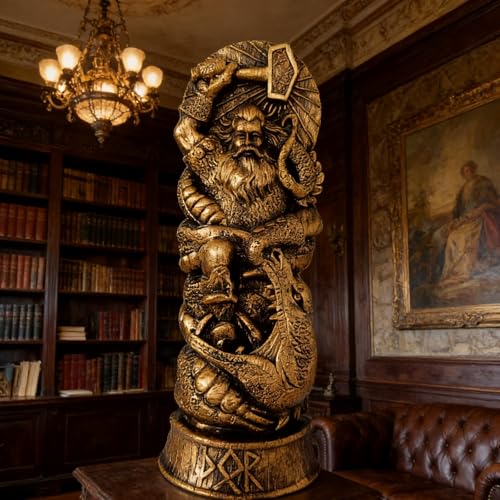Estatua Decorativa de Resina Mitología Nórdica Thor miniatura 6