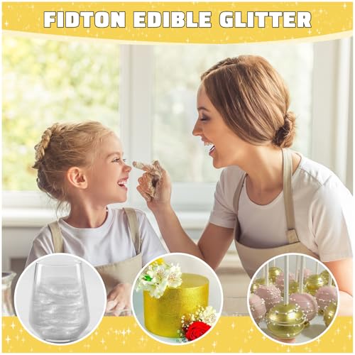 Edible Glitter for Drinks, Fidton 2 Colours Sparkling Edible Cake Decorations Set - Image 4