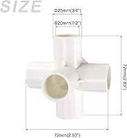 Vista 2 de METALLIXITY Tee - Instalación de tubería de PVC (1/2 pulgada), 6 piezas, accesorios de tubería de PVC de 5 vías, conector de muebles