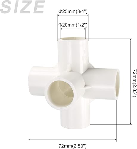 Miniatura 2 de METALLIXITY Tee - Instalación de tubería de PVC (12 pulgada), 6 piezas, accesorios de tubería de PVC de 5 vías, conector de muebles, para