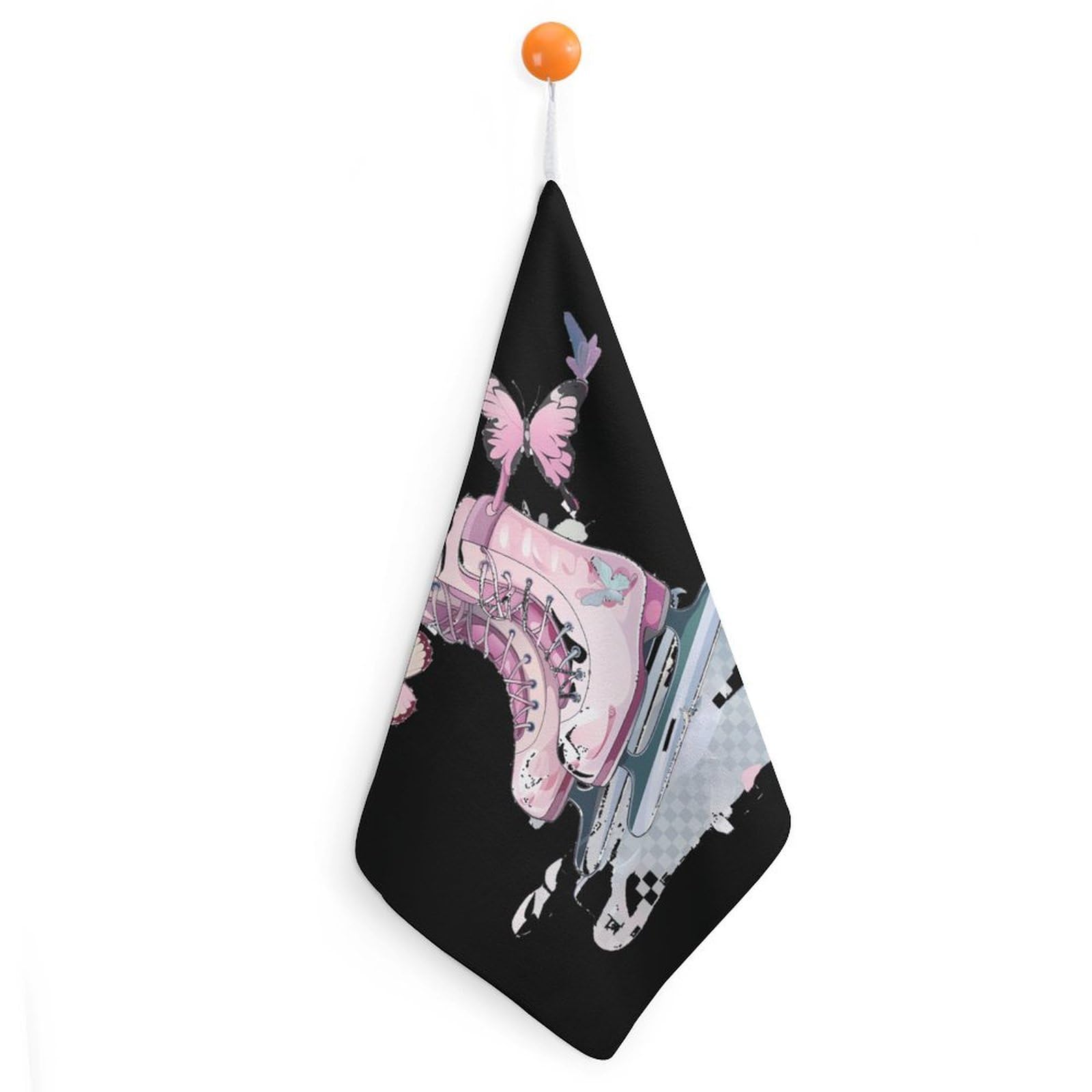 TXFBTRFSA Ice Skate Figure Skating Skater Hand Towels with Hanging Loop Kitchen Towel Handkerchiefs Cleaning Cloths