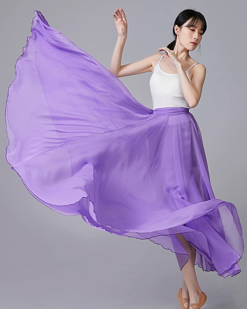 MISSMAO Jupe Longue Élégante pour Danse du Ventre Jupe Danse Orientale Couleur Unie Jupe Plissée Verstellbare Taille Jupon Tulle Élégant Vêtements de Danse Costume Danse Orientale