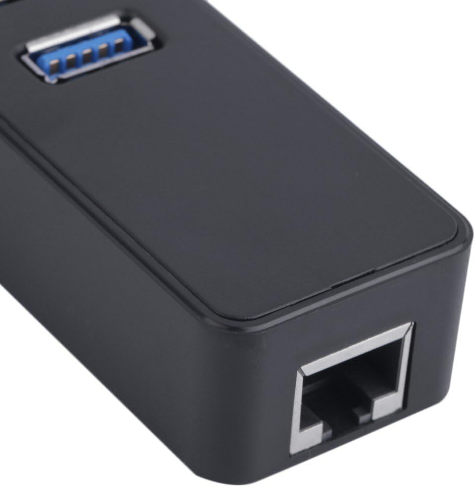 3-Ports USB 3.0 External Hub with 1 RJ45 Gigabit Ethernet Lan Wired Adapter