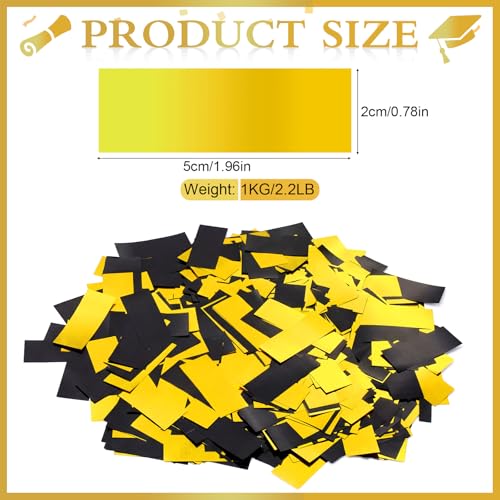 Image of Sumind 1000 Grams Gold Black Large Metallic Confetti Glitter Throwable Table Scatter Foil Confetti for Halloween Wedding Birthday Party Baby Shower Christmas Graduation Celebrations