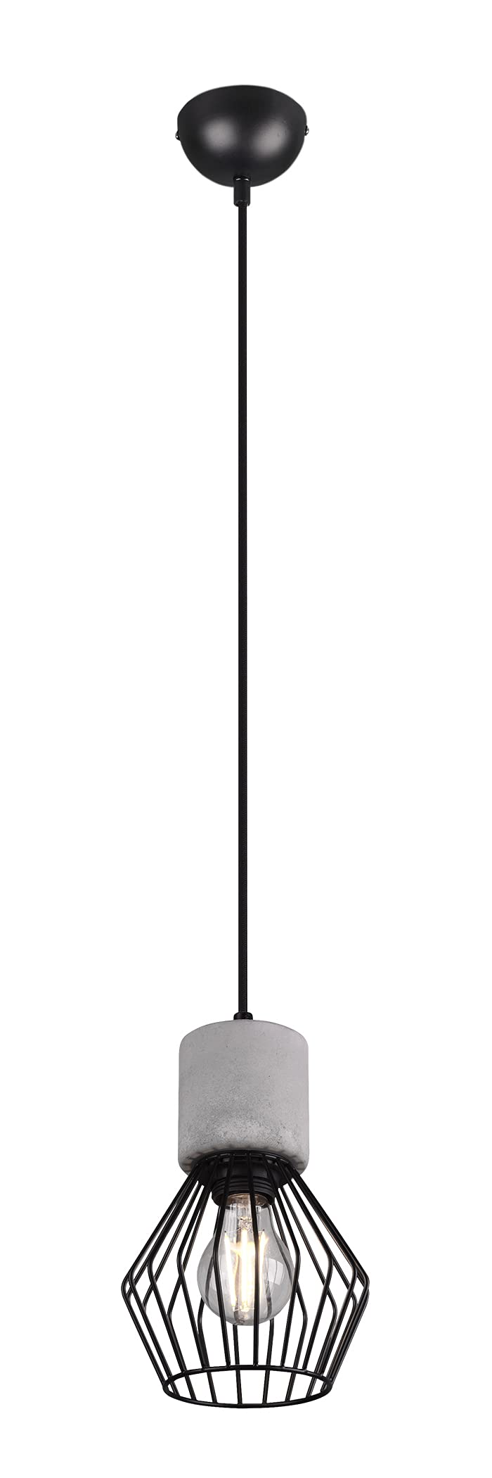 Trio Leuchten Jamiro 309200132 Pendant Light Metal Black Matt Concrete 1x E27