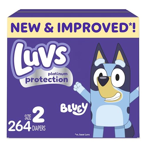 Image of Luvs Diapers - Size 2, 264 Count, Bluey Disposable Baby Diapers