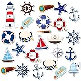 Harloon 95 Pcs Nautical Cut Outs Anchors Sailboats Life Preserver Nautical Themed Cutout Mini Nautical Accents for Classroom Bulletin Board Decor