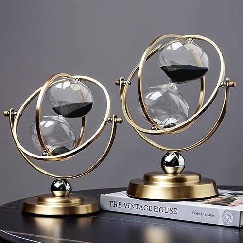 Hourglass Sand Timer, Hourglass Timer 60 Minutes, Large Metal 720° Rotating Hourglass, Brass Sand Clock 60 Min with Black Sand, Reloj De Arena 1 Hora, Gold 1 Hour Sandglass for Office Desk Home Gifts - Thumbnail 2