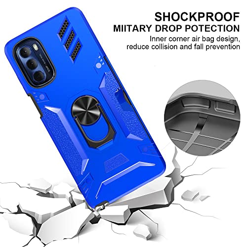Image of Military Grade Phone Case with Ring Card Holder for Moto G Stylus 5G 2022 - Shockproof Case with Screen Protector and Belt Clip for Motorola Moto G Stylus 5G 2022(Blue)
