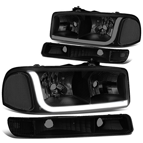 Image of DNA MOTORING HL-LB-SIERRA99-BK-SM-CL1 4PCs LED DRL Strip Headlight+Bumper Lamp Compatible with 99-07 Sierra /Yukon