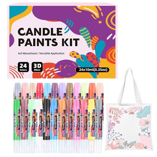 DzpKrka - Bolígrafos de pintura para velas - Bolígrafos para creación en tela | Herramientas de pintura para telas de 24 piezas para diseñadores y decoradores de jarrones, Bufandas y Camisetas
