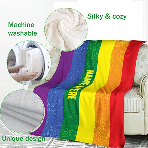 Ohaprints Custom Lgbt Rainbow Flag Lgbtq Pride Love Is Love Wins Personalized Name Soft Sherpa Throw Blankets Cozy Fuzzy Fleece Throws For Tv Sofa Couch Comfy Fluffy Blanket 30X40 50X60 60X80 #TOP1