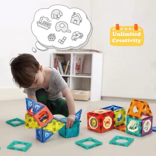 Image of BINZKBB Light Magnetic Tiles Building Blocks for Kids,3D Clear Educational STEM Building Toys,Magnetic Marble Run Blocks Toys for Kids Ages 3 4 5 6 7 8 10+Year Old Boys Girls Creative Gift(110 PCS)