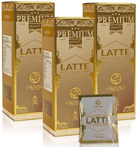 3 Boxes ORGANO Gourmet Cafe Latte, 100% Certified Ganoderma Lucidum (60 Sachets)