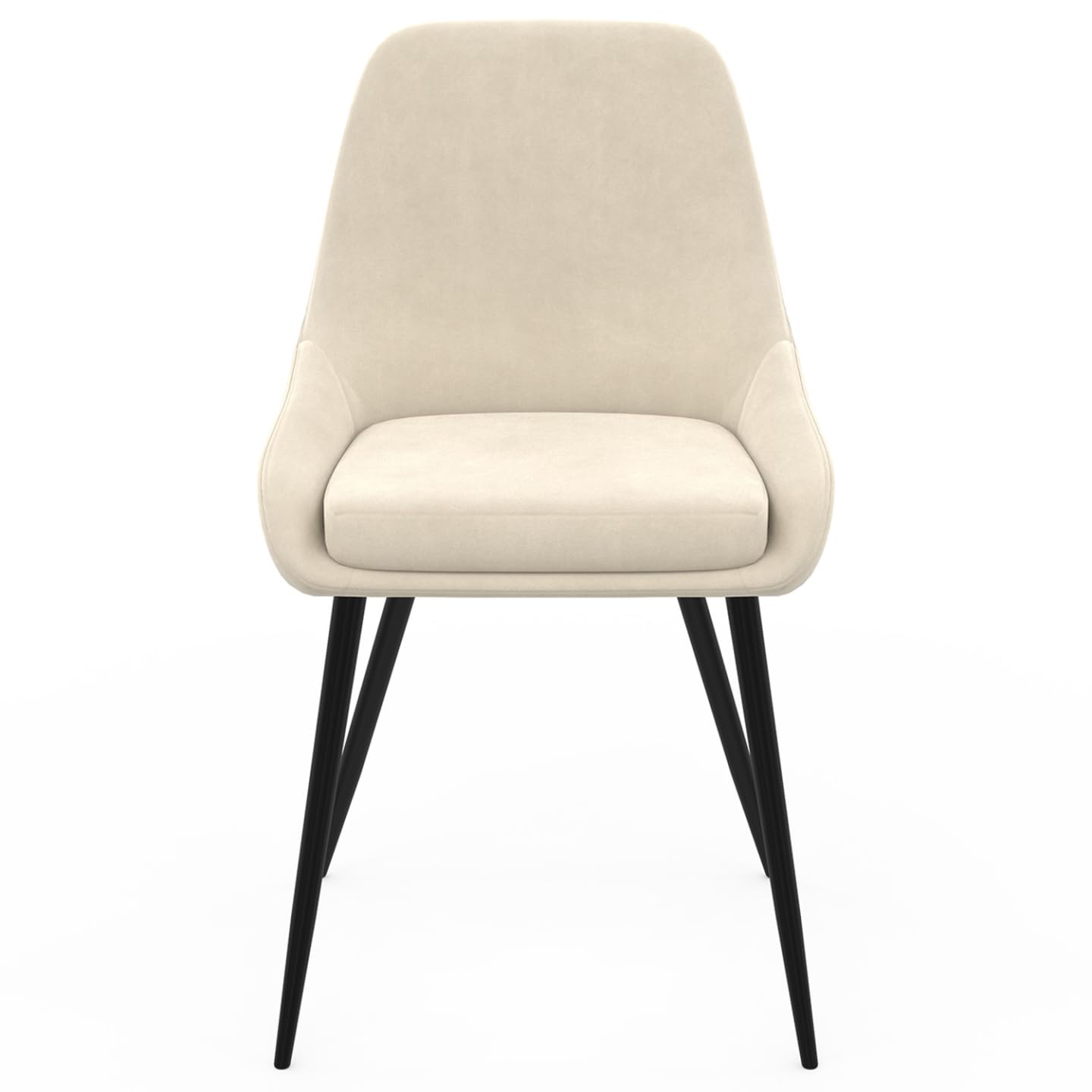IDMarket - Lote de 4 sillas THALYA de terciopelo beige con medio reposabrazos