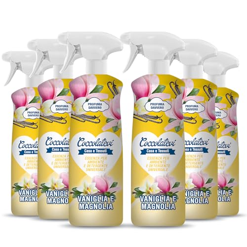 Coccolatevi Essenza Per Ambienti Vaniglia E Magnolia 750 Ml X 6 Profumatore Per Ambienti, Armadi, Cassetti, Automobile, Deodorante Ambiente, Profumo C