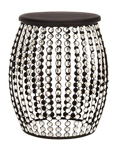 Deco 79 Metal Side End Accent Table End Table with Crystal Embellishments, Side Table 16" x 16" x 19", Black