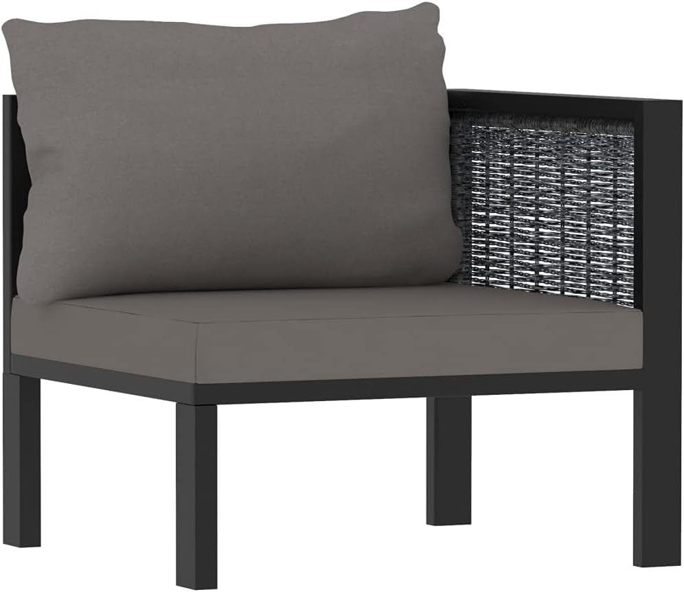 vidaXL Patio Lounge Set 8 Piece, Patio Furniture Set for Outdoor Garden, Sectional Sofa with Cushions, Corner Sofa, Poly Rattan Anthracite