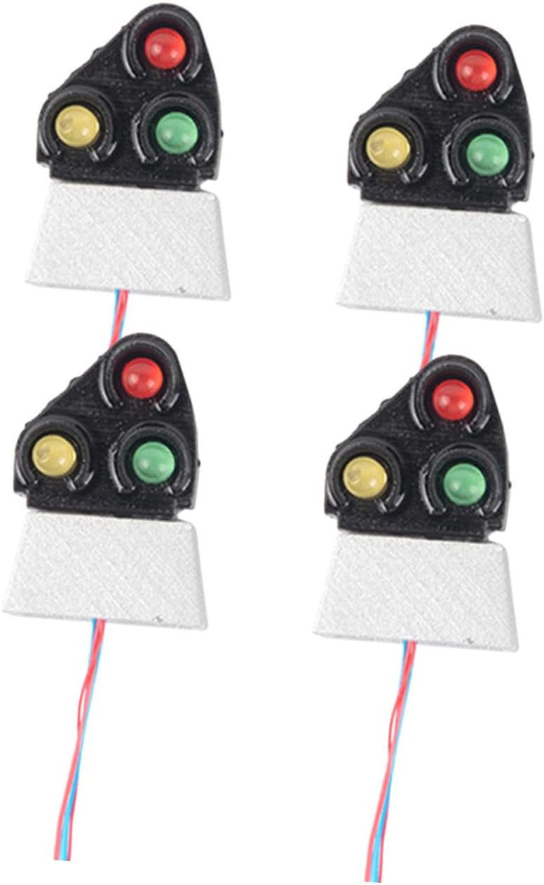 Housoutil 4pcs Mini Traffic Signal Model Realistic Train Signal Lights for Sand Table Decor for Model Railway Layouts and Scene Decoration