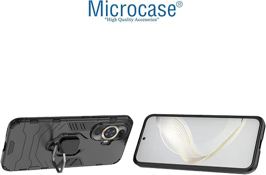 Microcase Huawei Nova 12S /Nova 11 Batman Serisi Yüzük Standlı Armor Kılıf - Siyah AL3349