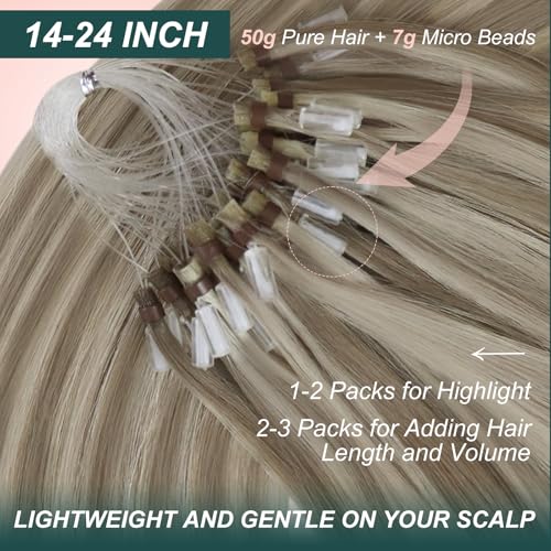 Image of Easyouth Micro Link Hair Extensions Highlight, Invisible, 20 Inch 57g 50s