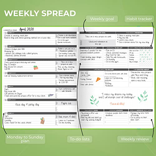 Clever Fox Planner Pro – Weekly & Monthly Life Planner To Increase Productivity, Time Management And Hit Your Goals – Organizer, Gratitude Journal – Undated, 1 Year – Softcover, 8.5X11″ (Lime Green) #TOP2