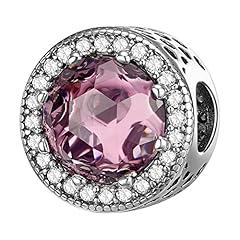 Clear Round Pink Charms