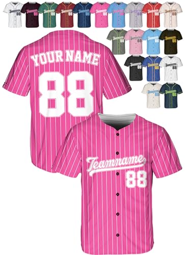 Custom Stripe Baseball Jerseys - Personalized Pinstripe Softball Shirts for Men, Women, Boys, and Girls - Customized Team Uniforms for Sports Fans, Teams, Events, Gifts - Add Your Name, Number, Logo