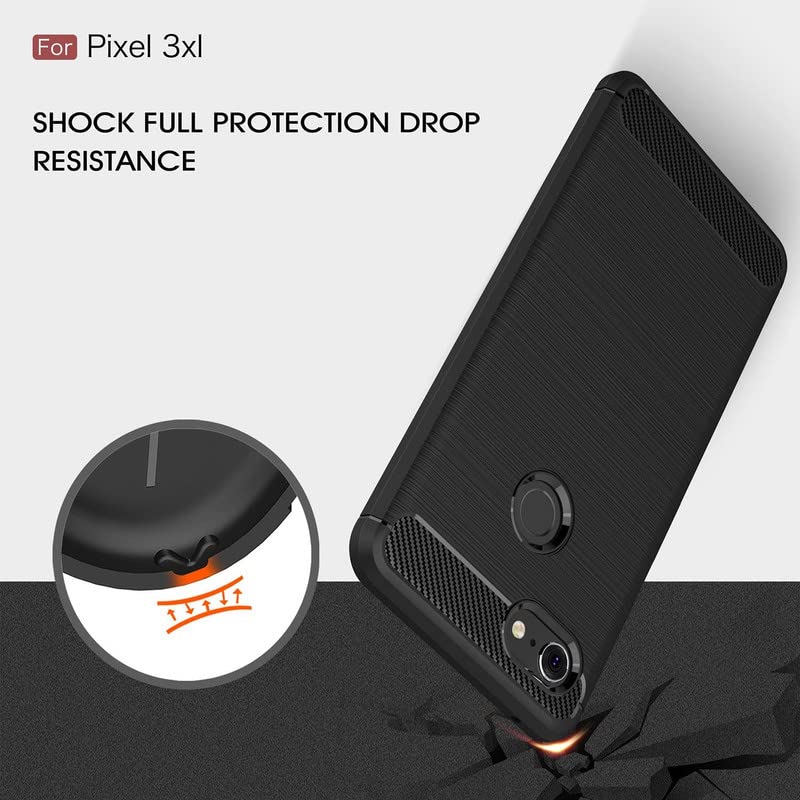 Image of NPRC Hybrid Ultra Slim Protective Case TPU Non-Slip Carbon Fiber Texture Shockproof Case Cover for Google Pixel 3 XL - Black