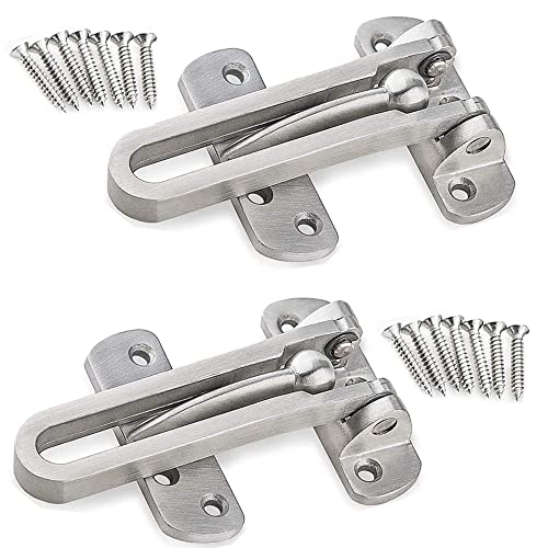Mesee 2 Stück Edelstahl Türriegel, Türriegel Flip Latch Gate, Sekundäres Türschloss, Tür Swing Bar Lock, für Vorder- und Innentür, kindersicher, Verstärkung Türstopper