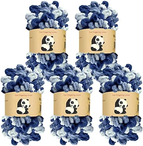 Loop Yarn 5Packs,Shenlin Chunky Chenille Yarn for Hand Knitting Baby Blanket,Machine Washable Polyester Fluffy Thick Bulky Yarn for Scarfs,Craft Projects