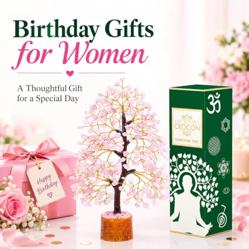 Image of Crocon Rose Quartz Crystals Tree 10-12 inch Birthday Gifts for Women & Men