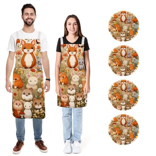 Tablier de cuisine avec 2 poches en lin contre les taches de cuisson