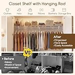COSTWAY Closet Shelves Wall Mounted, Closet Shelf with Hanging Rod, Ventilated Metal Wire Shelving Kit, Wire Wall Shelf for Laundry Room, Bedroom, Home, Mounting Accessories Included (6 ft x 12 in) - Image 4