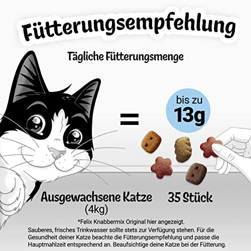 Felix Knabber Mix Original und Strandspaß, Katzensnack mit verschiedenen Sorten Mixtray, 2er Pack (8X 60g)