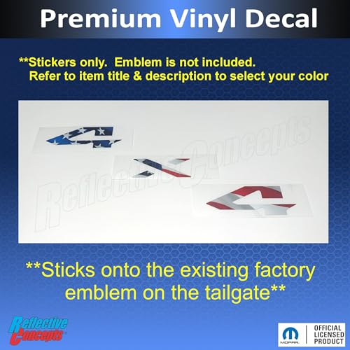 Image of Reflective Concepts 4x4 Emblem Overlay Decal Sticker -Fits: 2019-2026 Ram, NOT for Classic - (Color: American Flag)