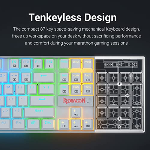 Redragon K552 Mechanical Gaming Keyboard Rgb Led Backlit Wired With Anti-Dust Proof Switches For Windows Pc (White, 87 Key Brown Switches) #TOP4