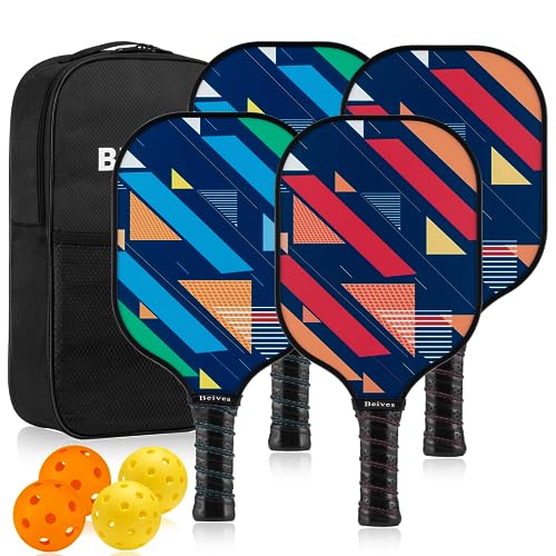 Image of Pickleball Paddles Set of 4, Fiberglass Rackets USAPA Approved